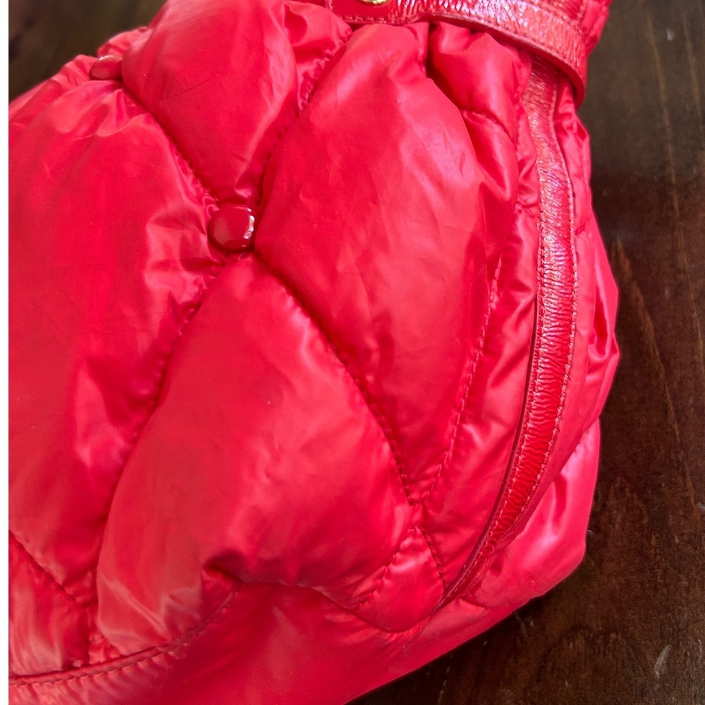 Kate Spade Quilted Puffer Tote Bag Large Red Diamond Stitch Nylon Streetwear - Picture 8 of 16